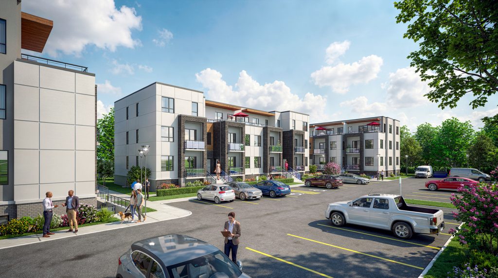 Entrance view of Forest Edge Place townhome community from Colonel Talbot Road