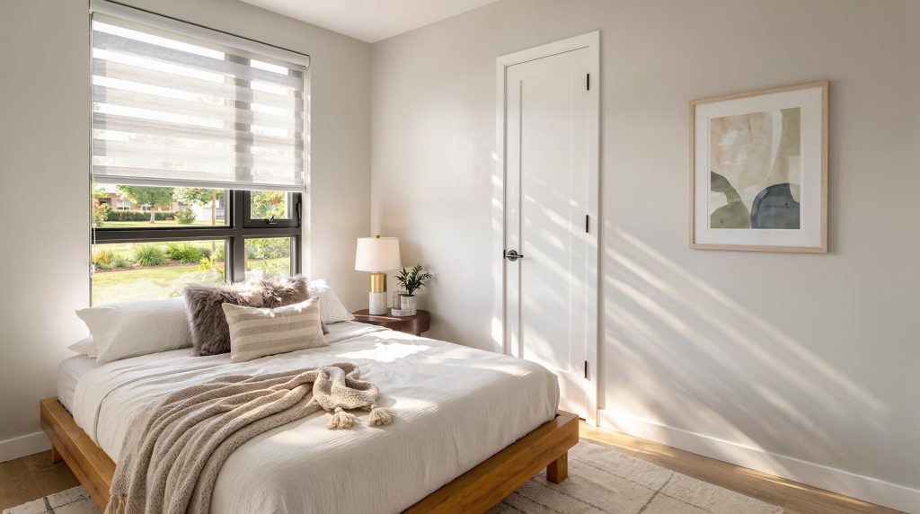 Forest Edge Place bedroom with natural light and closet space